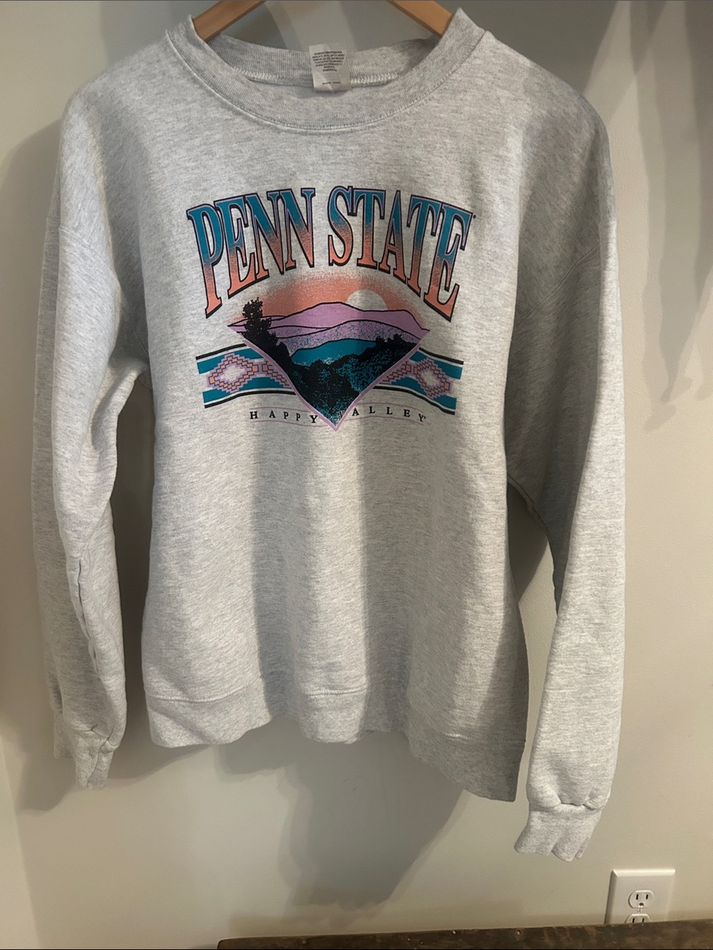 Vintage Hanes Light Gray Penn State Graphic Crewneck